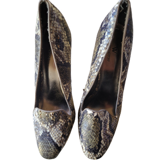 Worthington Women Snakeskin Metallic Stiletto Heels Sz 10 Pointed Toe Club Shoes - Picture 7 of 9